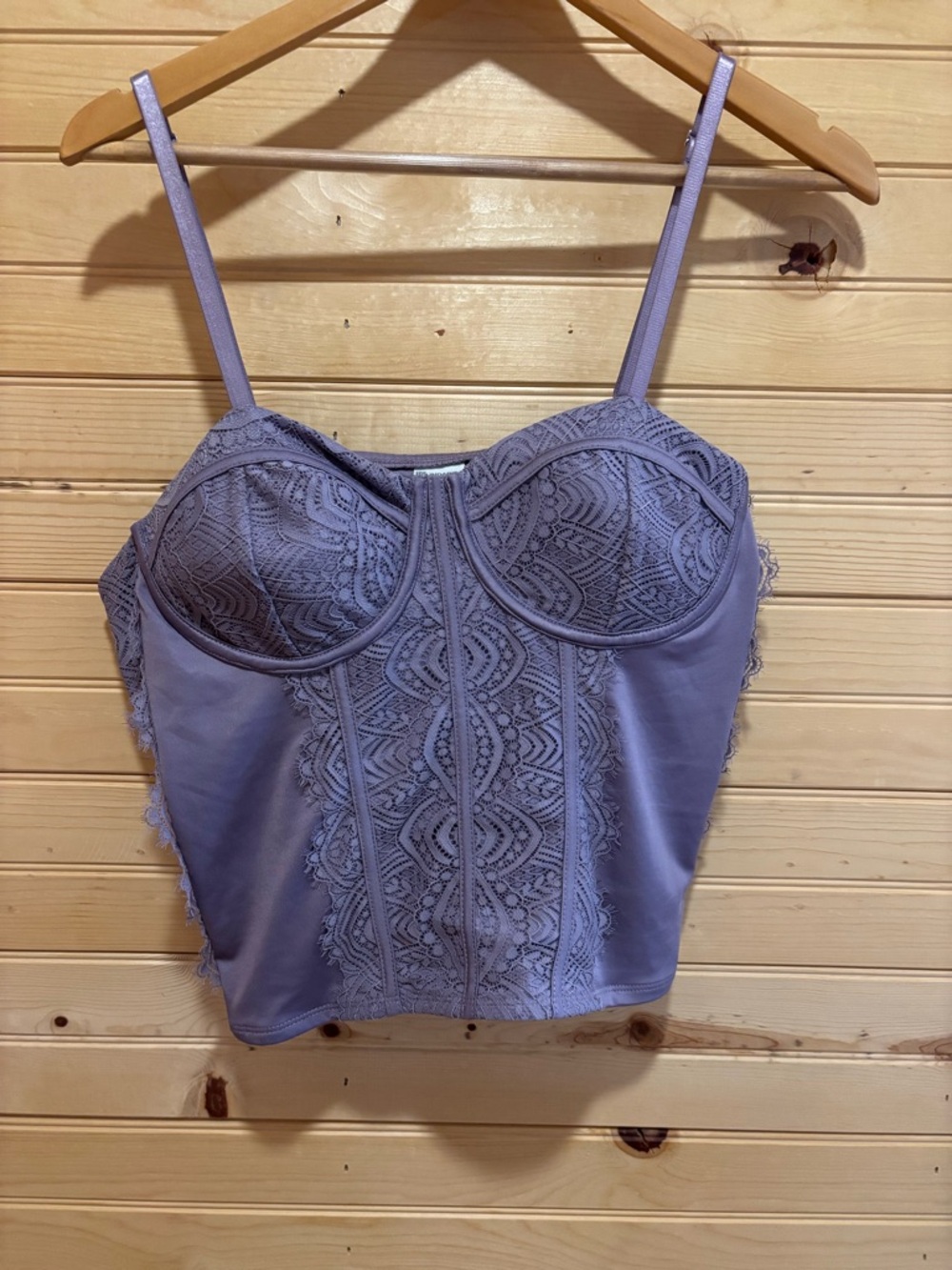 No Boundaries Lavender Lace-Trim Bustier Crop Top